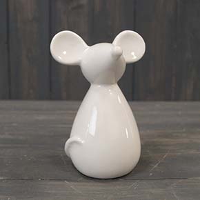 Medium White Ceramic Mouse detail page